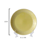 Maxbell 1Pc Round Embossment Pattern Ceramic Tableware Household Dish Plate Yellow - Aladdin Shoppers
