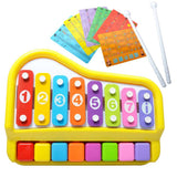 Maxbell 2 In 1 Piano Xylophone 8 Keys Mini Glockenspiel Instrument With Music Cards - Aladdin Shoppers