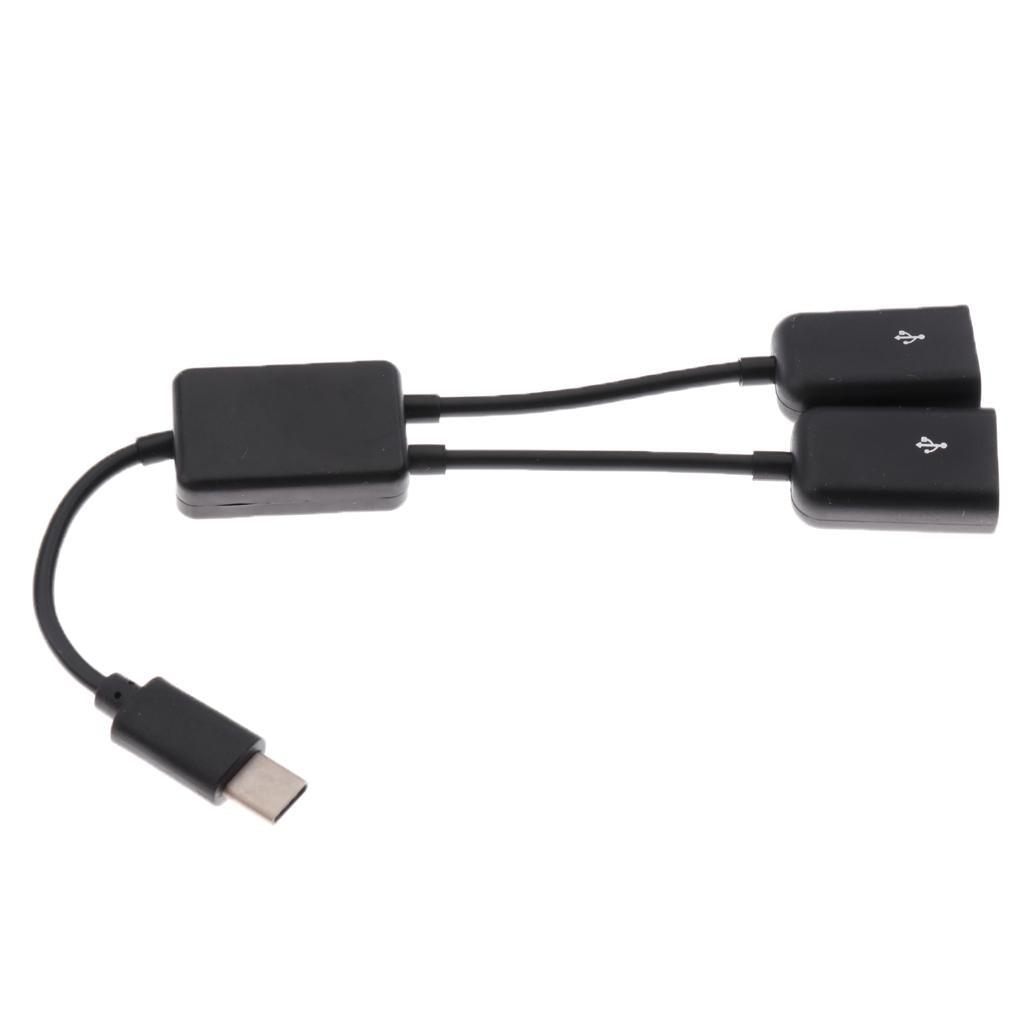 Maxbell 2 in 1 Type C to Dual USB Adapter Power Charger OTG Cable Splitter Adapter - Aladdin Shoppers