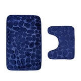 Maxbell 2 Pcs Xmas Bathmat Toilet Set Mat & Lid Cover Bathroom Set Dark Blue