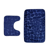 Maxbell 2 Pcs Xmas Bathmat Toilet Set Mat & Lid Cover Bathroom Set Dark Blue - Aladdin Shoppers