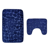 Maxbell 2 Pcs Xmas Bathmat Toilet Set Mat & Lid Cover Bathroom Set Dark Blue - Aladdin Shoppers