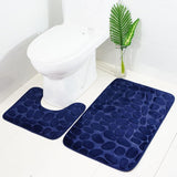 Maxbell 2 Pcs Xmas Bathmat Toilet Set Mat & Lid Cover Bathroom Set Dark Blue - Aladdin Shoppers