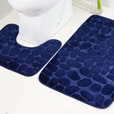 Maxbell 2 Pcs Xmas Bathmat Toilet Set Mat & Lid Cover Bathroom Set Dark Blue - Aladdin Shoppers