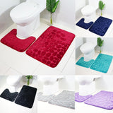 Maxbell 2 Pcs Xmas Bathmat Toilet Set Mat & Lid Cover Bathroom Set Dark Red - Aladdin Shoppers