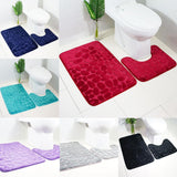 Maxbell 2 Pcs Xmas Bathmat Toilet Set Mat & Lid Cover Bathroom Set Dark Red - Aladdin Shoppers