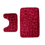 Maxbell 2 Pcs Xmas Bathmat Toilet Set Mat & Lid Cover Bathroom Set Dark Red - Aladdin Shoppers