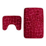 Maxbell 2 Pcs Xmas Bathmat Toilet Set Mat & Lid Cover Bathroom Set Dark Red - Aladdin Shoppers