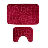 Maxbell 2 Pcs Xmas Bathmat Toilet Set Mat & Lid Cover Bathroom Set Dark Red - Aladdin Shoppers