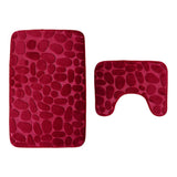 Maxbell 2 Pcs Xmas Bathmat Toilet Set Mat & Lid Cover Bathroom Set Dark Red - Aladdin Shoppers