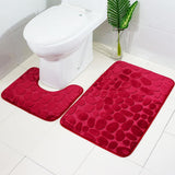 Maxbell 2 Pcs Xmas Bathmat Toilet Set Mat & Lid Cover Bathroom Set Dark Red - Aladdin Shoppers