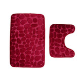 Maxbell 2 Pcs Xmas Bathmat Toilet Set Mat & Lid Cover Bathroom Set Dark Red - Aladdin Shoppers