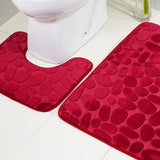 Maxbell 2 Pcs Xmas Bathmat Toilet Set Mat & Lid Cover Bathroom Set Dark Red - Aladdin Shoppers