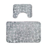 Maxbell 2 Pcs Xmas Bathmat Toilet Set Mat & Lid Cover Bathroom Set Gray