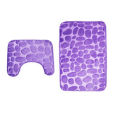 Maxbell 2 Pcs Xmas Bathmat Toilet Set Mat & Lid Cover Bathroom Set Purple