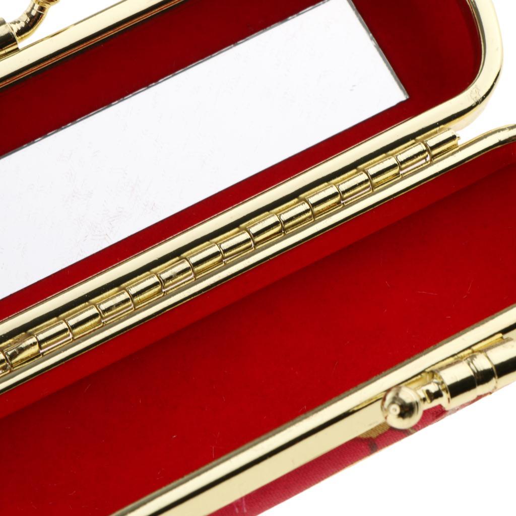 Maxbell 2 Pieces Embroidered Brocade Lipstick Case Holder With Mirror,Chinese Traditional Flower Design Makeup Jewelry Holder Box Lip Balm Carry Case Travel Random Color - Aladdin Shoppers