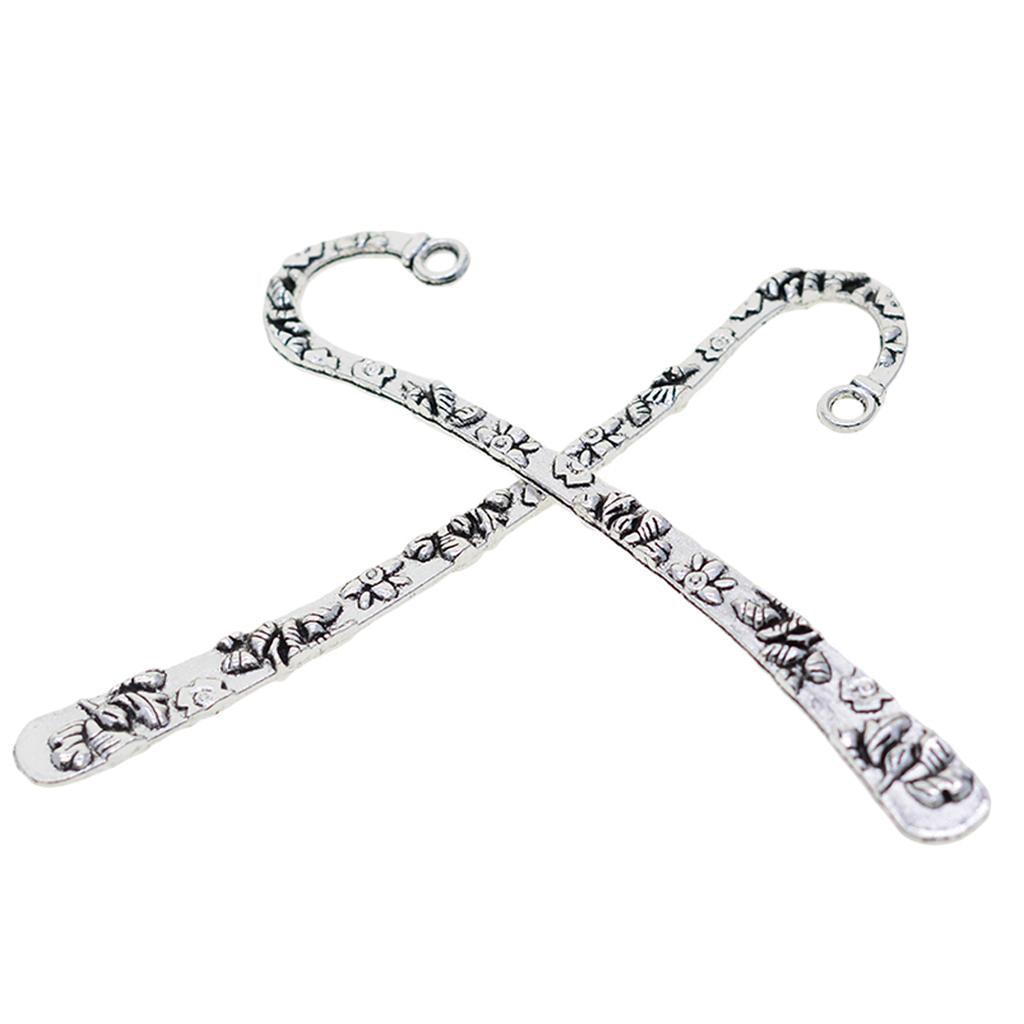 Maxbell 20 Pieces Metal Bookmarks Book Mark With Hook Beading Jewelry Findings DIY Crafts 81mm / 3.19 inch Antique Tibetan Silver Colors - Aladdin Shoppers