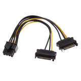 Maxbell 20cm PCI-E Dual SATA 15PIN to 8P Power Cables for Graphics Video Card of Computer - Aladdin Shoppers