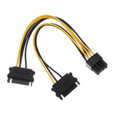 Maxbell 20cm PCI-E Dual SATA 15PIN to 8P Power Cables for Graphics Video Card of Computer - Aladdin Shoppers