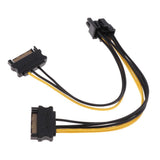 Maxbell 20cm PCI-E Dual SATA 15PIN to 8P Power Cables for Graphics Video Card of Computer - Aladdin Shoppers