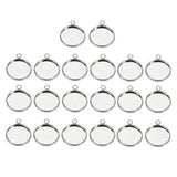 Maxbell 20Pc 12mm Silver Round Pendant Blank Cabochon Base Setting Trays DIY Jewelry
