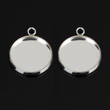 Maxbell 20Pc 12mm Silver Round Pendant Blank Cabochon Base Setting Trays DIY Jewelry - Aladdin Shoppers