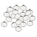 Maxbell 20Pc 12mm Silver Round Pendant Blank Cabochon Base Setting Trays DIY Jewelry - Aladdin Shoppers