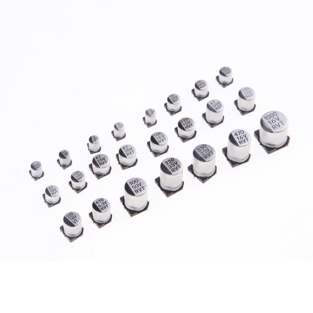 Kit Assortimento Condensatori Elettrolitici SMD In Alluminio – 24/36 Valori In Box