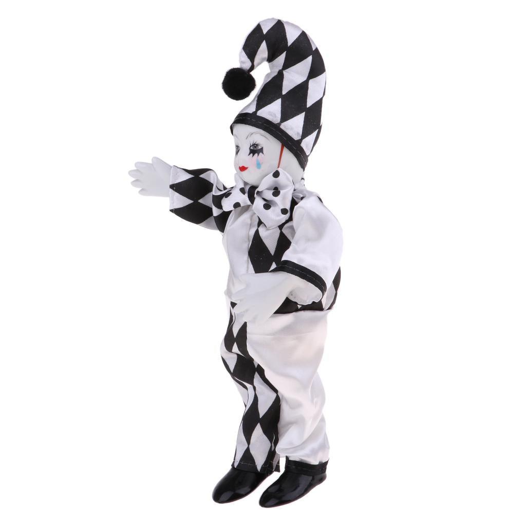 Maxbell 25cm Smiling Porcelain Standing Clown Doll with Tears Home Decor Kids Gifts - Aladdin Shoppers