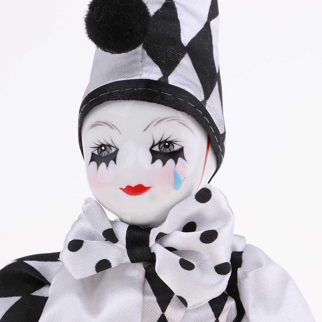 Maxbell 25cm Smiling Porcelain Standing Clown Doll with Tears Home Decor Kids Gifts - Aladdin Shoppers