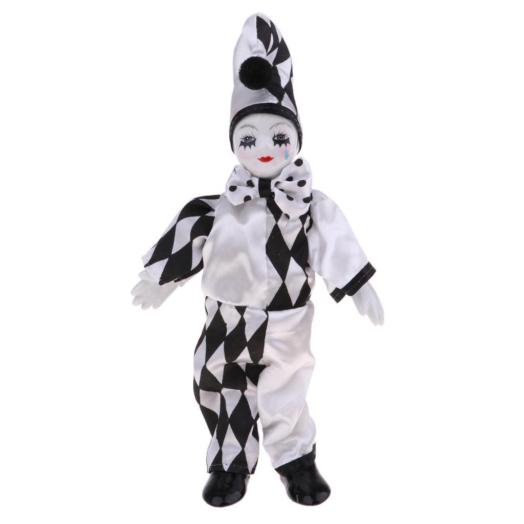 Maxbell 25cm Smiling Porcelain Standing Clown Doll with Tears Home Decor Kids Gifts - Aladdin Shoppers