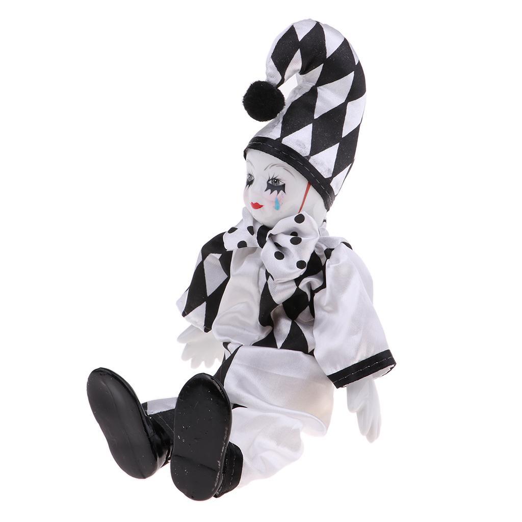 Maxbell 25cm Smiling Porcelain Standing Clown Doll with Tears Home Decor Kids Gifts - Aladdin Shoppers