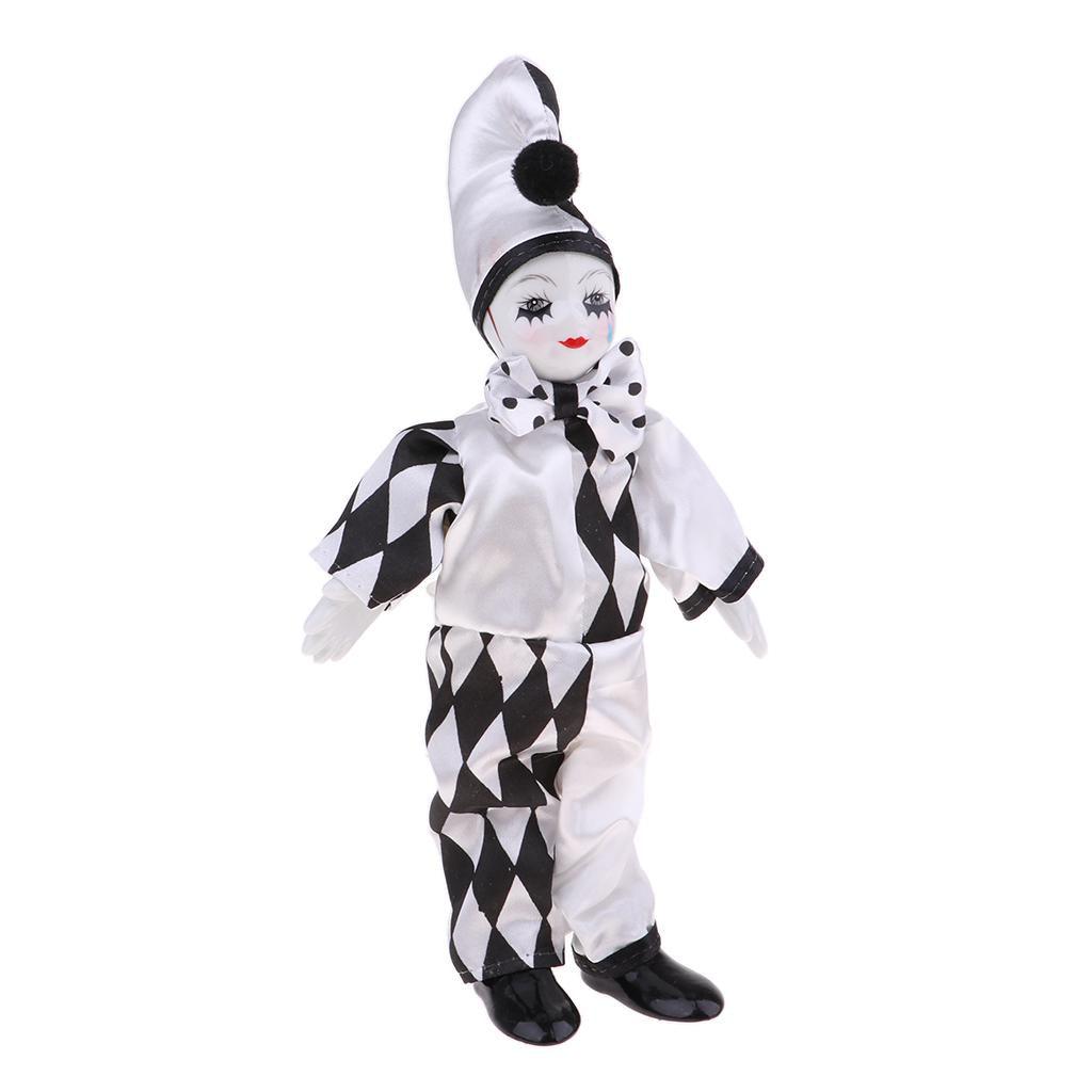 Maxbell 25cm Smiling Porcelain Standing Clown Doll with Tears Home Decor Kids Gifts - Aladdin Shoppers