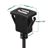 Maxbell 2m/6.7ft USB Panel Flush Mount Car Mount Extension Cable USB 2.0 Single Port - Aladdin Shoppers