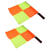 Maxbell 2pcs Soccer Football Linesman Referee Checkered Flag Sports Training Flag Yellow Orange High Visible - Aladdin Shoppers