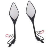 Maxbell 2pcs Universal 10mm Motorcycle Rear View Side Mirrors LED Turn Signal Black - Aladdin Shoppers