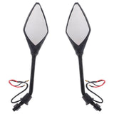 Maxbell 2pcs Universal 10mm Motorcycle Rear View Side Mirrors LED Turn Signal Black - Aladdin Shoppers