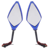 Maxbell 2pcs Universal 10mm Motorcycle Rear View Side Mirrors LED Turn Signal Blue - Aladdin Shoppers