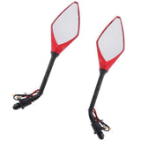 Maxbell 2pcs Universal 10mm Motorcycle Rear View Side Mirrors LED Turn Signal Red - Aladdin Shoppers