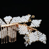Maxbell 2pieces Handmade Bridal Beaded Pearl Flower Hair Combs Hair Accessory - Aladdin Shoppers