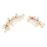 Maxbell 2pieces Handmade Bridal Beaded Pearl Flower Hair Combs Hair Accessory - Aladdin Shoppers