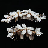 Maxbell 2pieces Handmade Bridal Beaded Pearl Flower Hair Combs Hair Accessory - Aladdin Shoppers