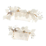 Maxbell 2pieces Handmade Bridal Beaded Pearl Flower Hair Combs Hair Accessory - Aladdin Shoppers