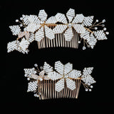 Maxbell 2pieces Handmade Bridal Beaded Pearl Flower Hair Combs Hair Accessory - Aladdin Shoppers