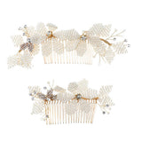 Maxbell 2pieces Handmade Bridal Beaded Pearl Flower Hair Combs Hair Accessory - Aladdin Shoppers