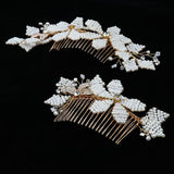 Maxbell 2pieces Handmade Bridal Beaded Pearl Flower Hair Combs Hair Accessory - Aladdin Shoppers