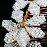 Maxbell 2pieces Handmade Bridal Beaded Pearl Flower Hair Combs Hair Accessory - Aladdin Shoppers