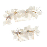 Maxbell 2pieces Handmade Bridal Beaded Pearl Flower Hair Combs Hair Accessory - Aladdin Shoppers