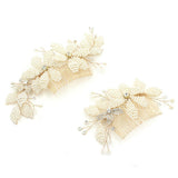 Maxbell 2pieces Handmade Bridal Beaded Pearl Flower Hair Combs Hair Accessory - Aladdin Shoppers