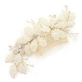 Maxbell 2pieces Handmade Bridal Beaded Pearl Flower Hair Combs Hair Accessory - Aladdin Shoppers